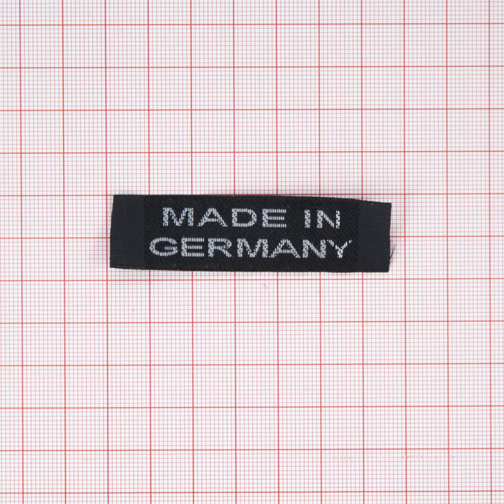 Этикетка тканевая вышитая Made in GERMANY 1,8см (черная и белая вышивка). Вышивка / этикетка тканевая