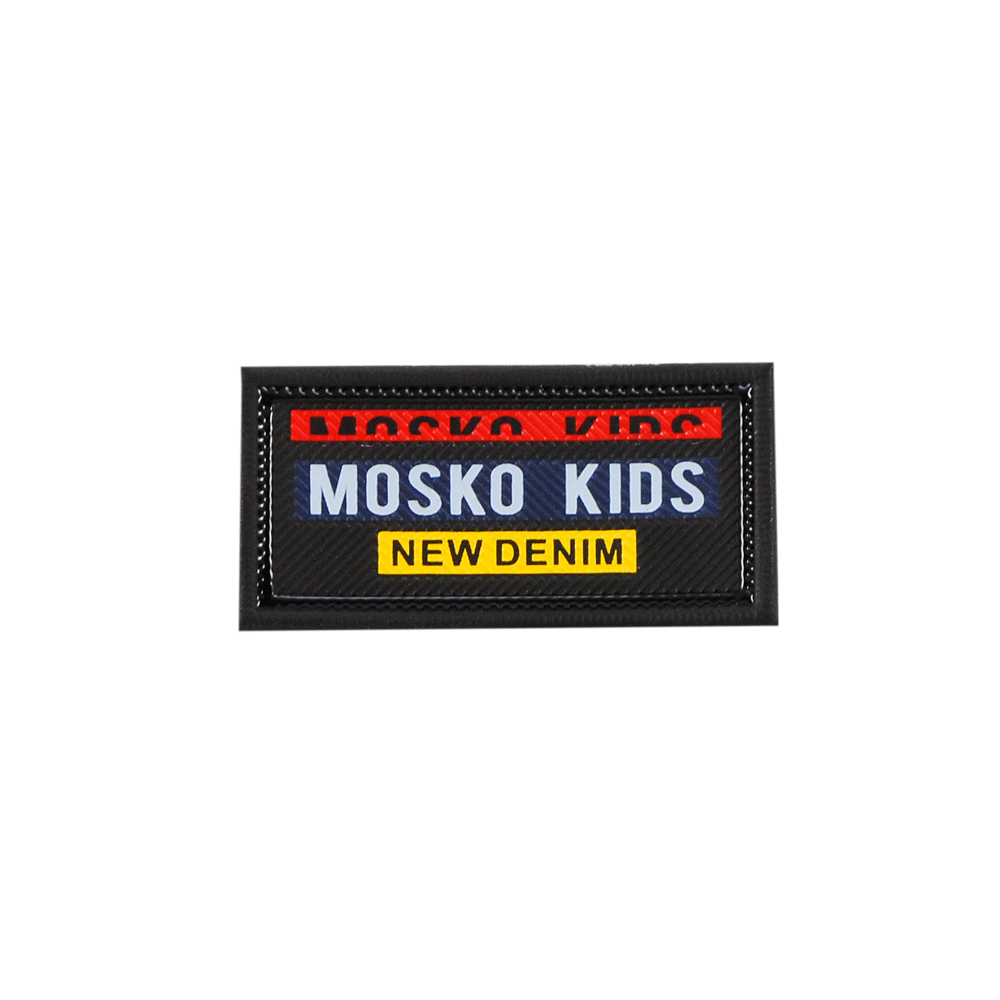 Лейба резиновая MOSKO KIDS  NEW DENIM, 4*2см, черный, желтый, красный, белый,  шт. Лейба Резина