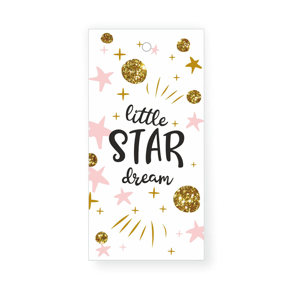 Этикетка бумажная Little STAR dream (звёзды) 40*80мм, глянц.ламинация /обычный картон 250гр/, шт. Этикетка бумага