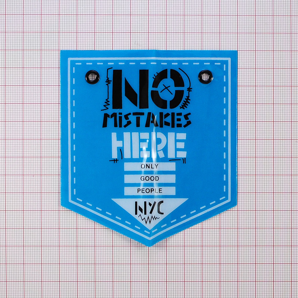 Лейба клеенка Карман NO mistakes HERE, 10*11см, синий, белый, черный, шт. Лейба Клеенка