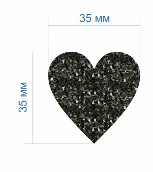 Аппликация клеевая на силиконе, гречка и бульонки, Сердце, 3,5*3,5см, черный, шт. Аппликация клеевая