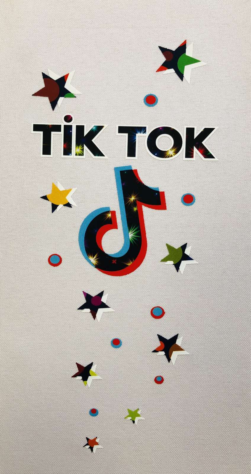 Термоаппликация №14-2 TikTok звёзды (большой) черно-зеленый мерцание 10,5*24см, шт. Термопереводки Детские