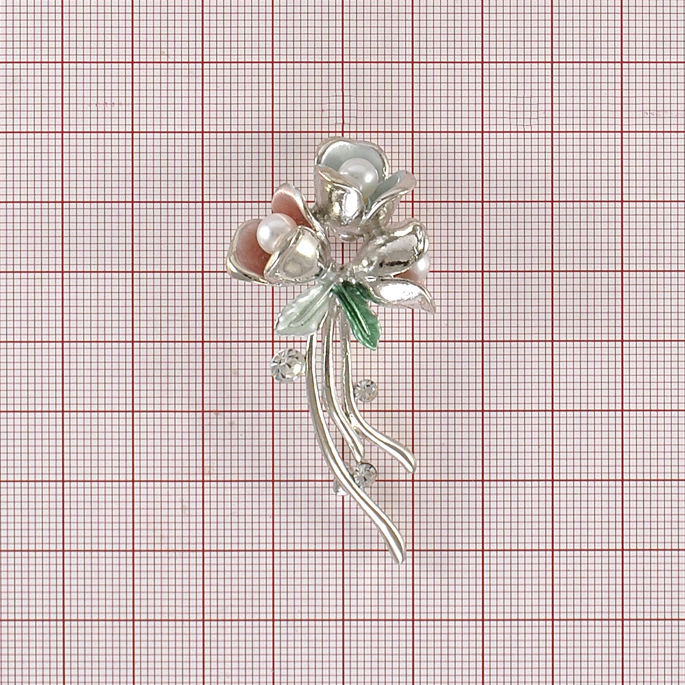 Брошь Колокольчик никель, зеленая эмаль. Броши