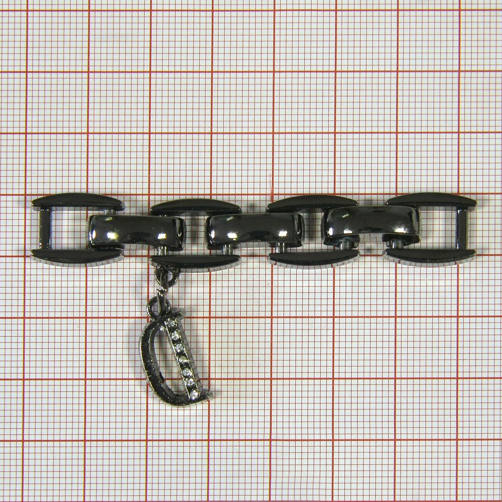 Перетяжка LS45642 BLACK NIKEL и подвеска D-камни /70*13мм. Перетяжка металл
