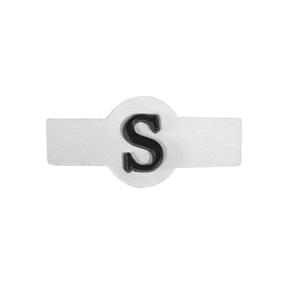 Лейба кожа 15000 S 41*18мм белая, черный пластик. Лейба Кожзам