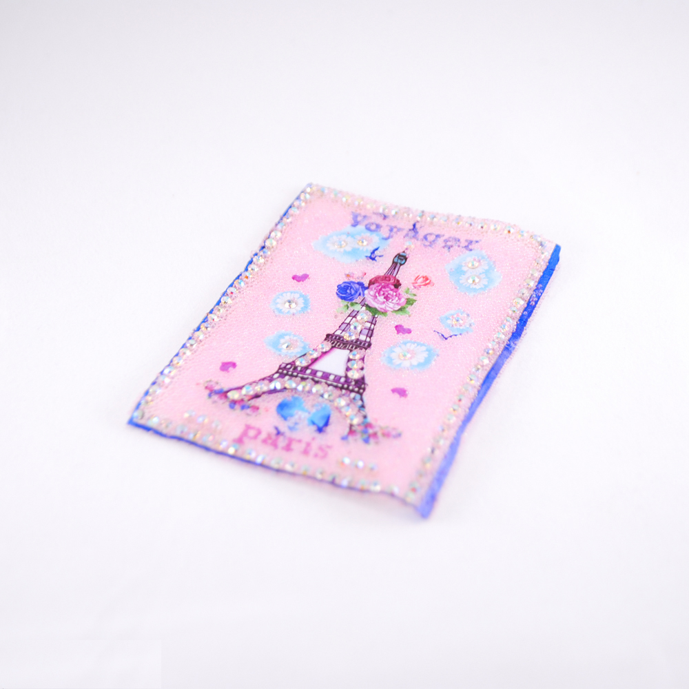 Аппликация клеевая стразы, стеклянная крошка Voyager Paris Башня 7,5*5,5см розовый, мелкие бусины, белые камни, шт. Аппликации клеевые Стразы комб.