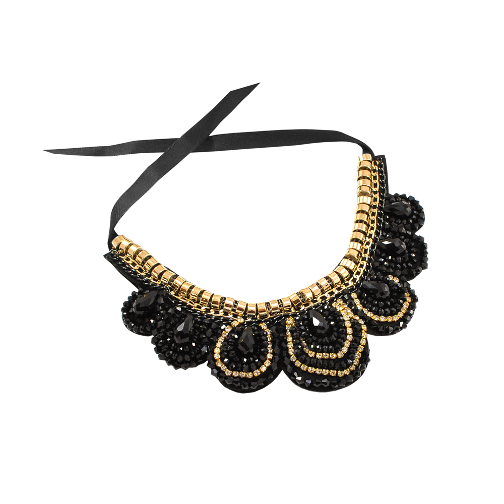 Воротник завязки Клеопатра черные камни, цепи GOLD, шт. Воротники