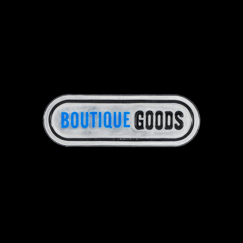 Лейба светоотражающая BOUTIQE GOODS 2,5*7,5см, серый, синий, шт. Лейба Кожзам