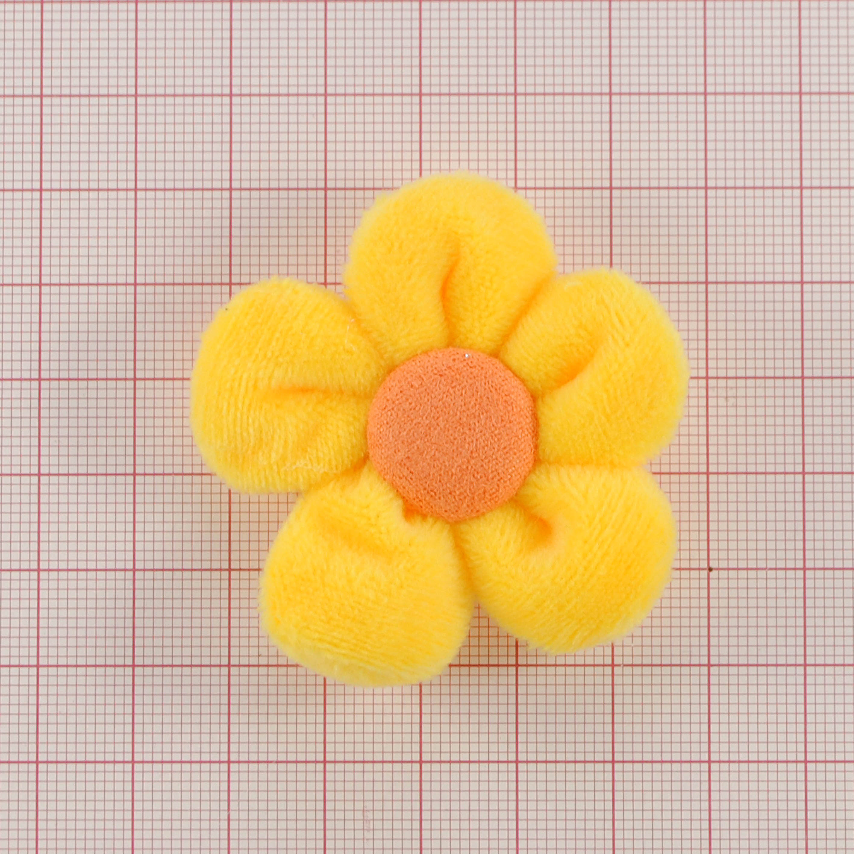 Аппликация тк. приш. дет. плюшевый цветок 5*5см, желт., оранж., шт. Аппликации Пришивные Кружевные Вязаные