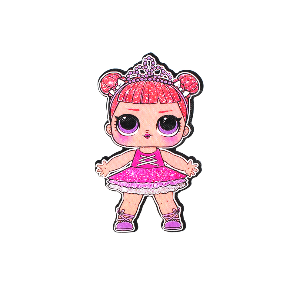 Нашивка глиттер Кукла L.O.L. (Балерина) 15.5*9см розовая, шт. Аппликации Пришивные Глиттер