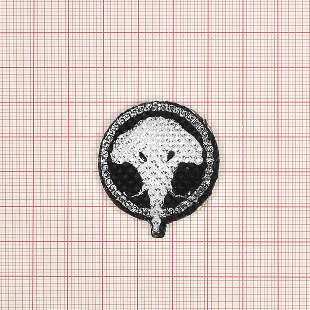 Аппликация клеевая резиновая D169 Слоник 33*39мм бело-черный, шт. Аппликации клеевые Резина, Силикон