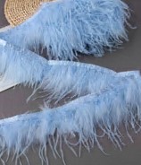 Перья в рулоне, голубой, ярд. Перья