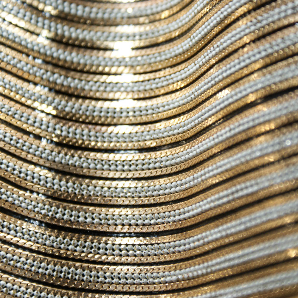 Стразы полотно клеевое полоска Перепелка 0,6см цепь чешуя GOLD, забеленный никель 24*40см, 1лист. Полотна из страз