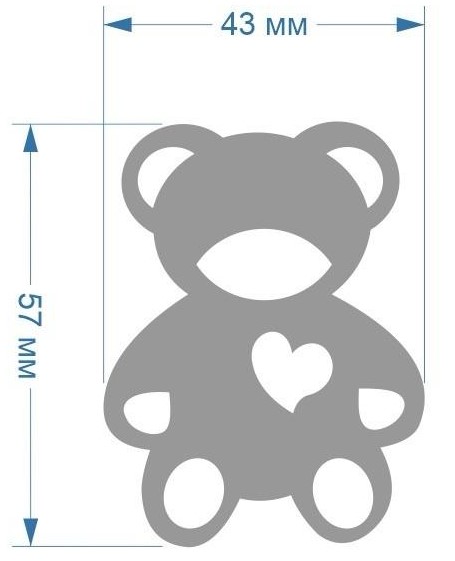 Аппликация, Мишка, 4,3*5,7см, пленка 52947, лазер, шт. Термоаппликация плоттер/лазер