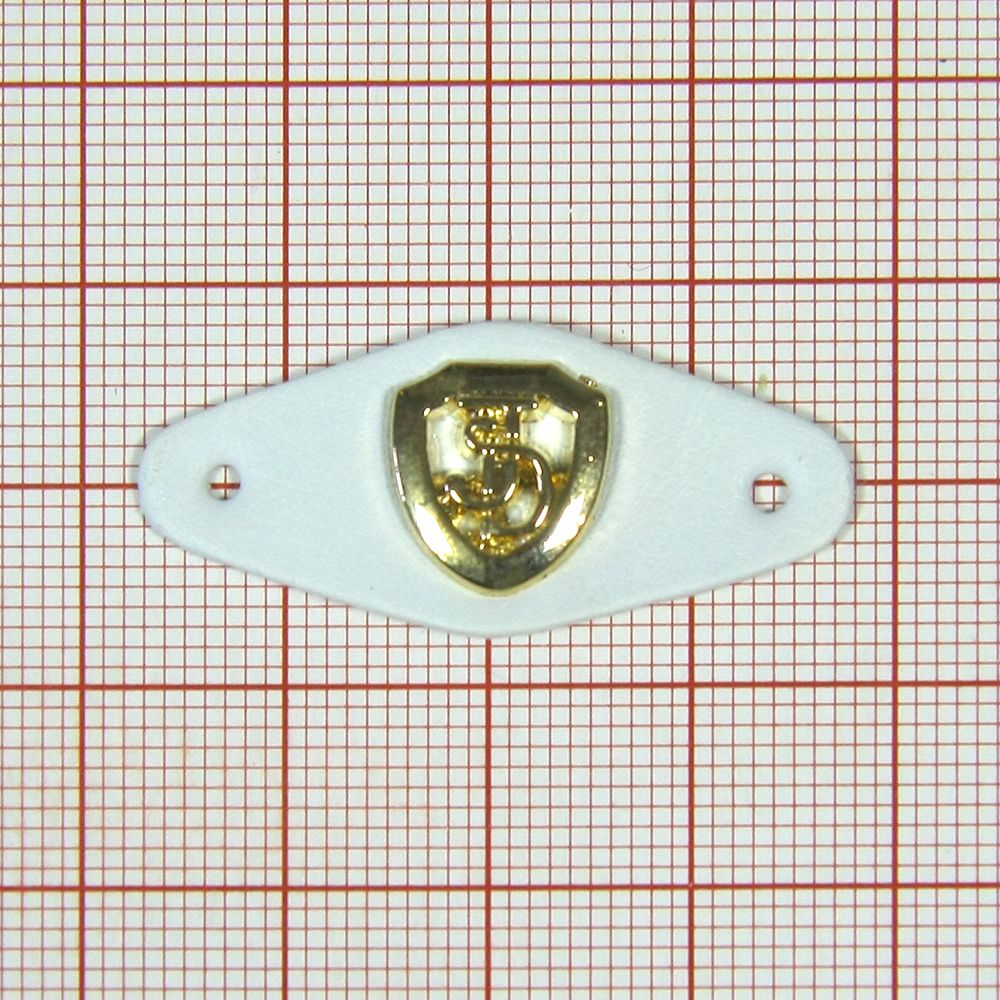 Лейба кожзам JD 35*17мм белая, GOLD. Лейба Кожзам