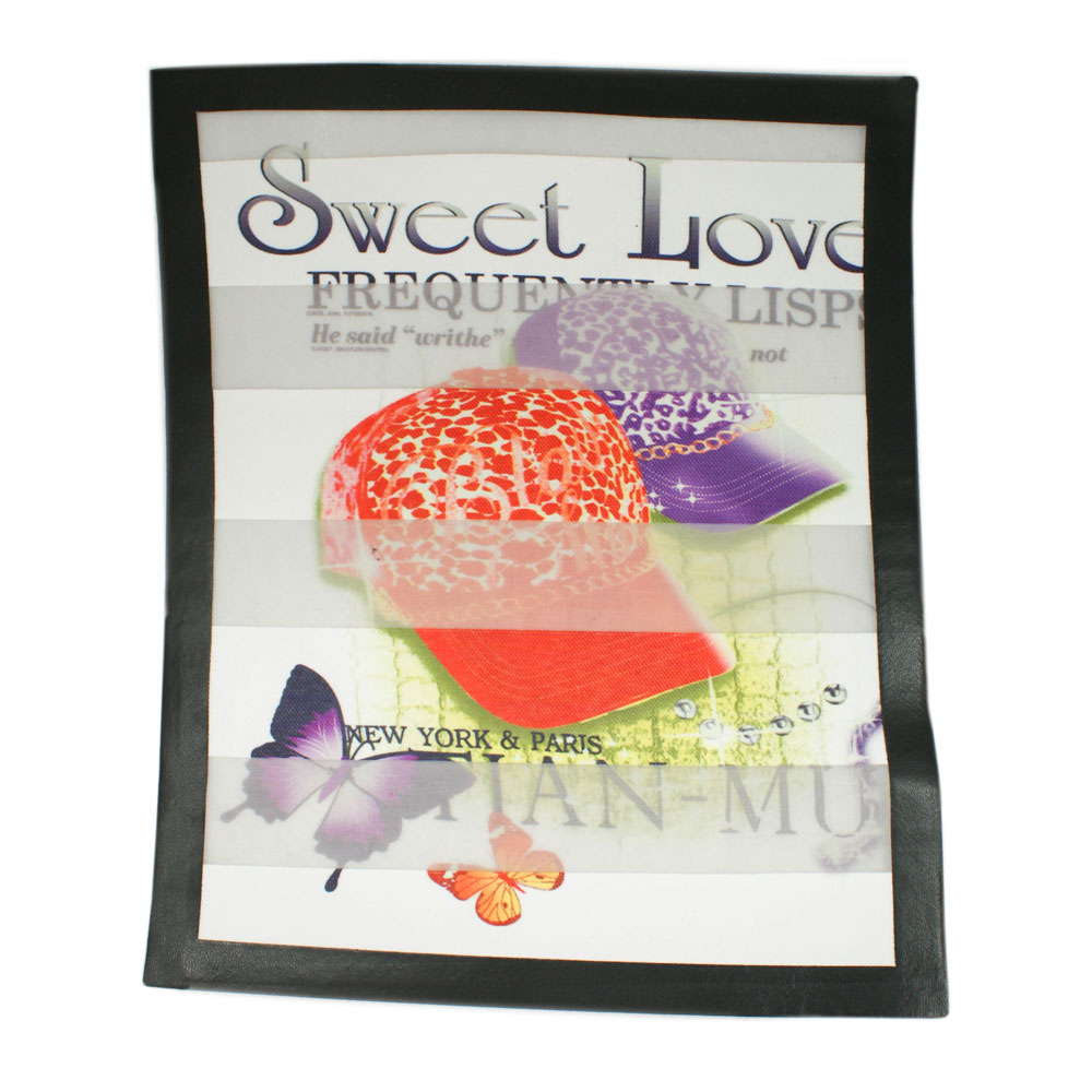 Аппликация пришивная Полоска Бейсболки и бабочки 25*21см рамка к/з черная, белая, цветный рисунок, шт. Аппликации Пришивные Постер