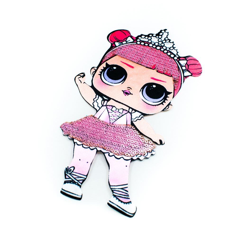 Аппликация пришивная пайетки Кукла L.O.L. (Балерина) 20*11см розовая, шт. Аппликации Пришивные Пайетки