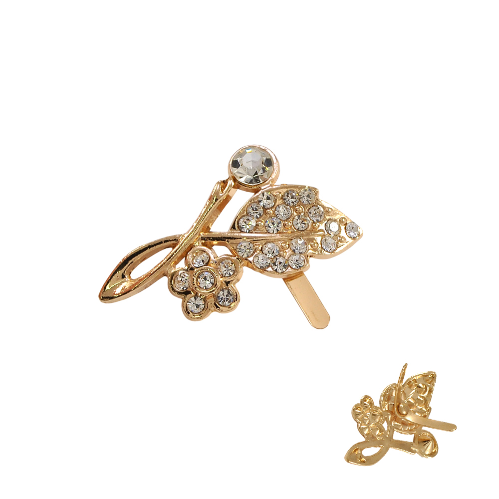 Краб металл 52042 Веточка 40*25мм GOLD, белые камни, шт. Крабы Металл Цветы, Жуки