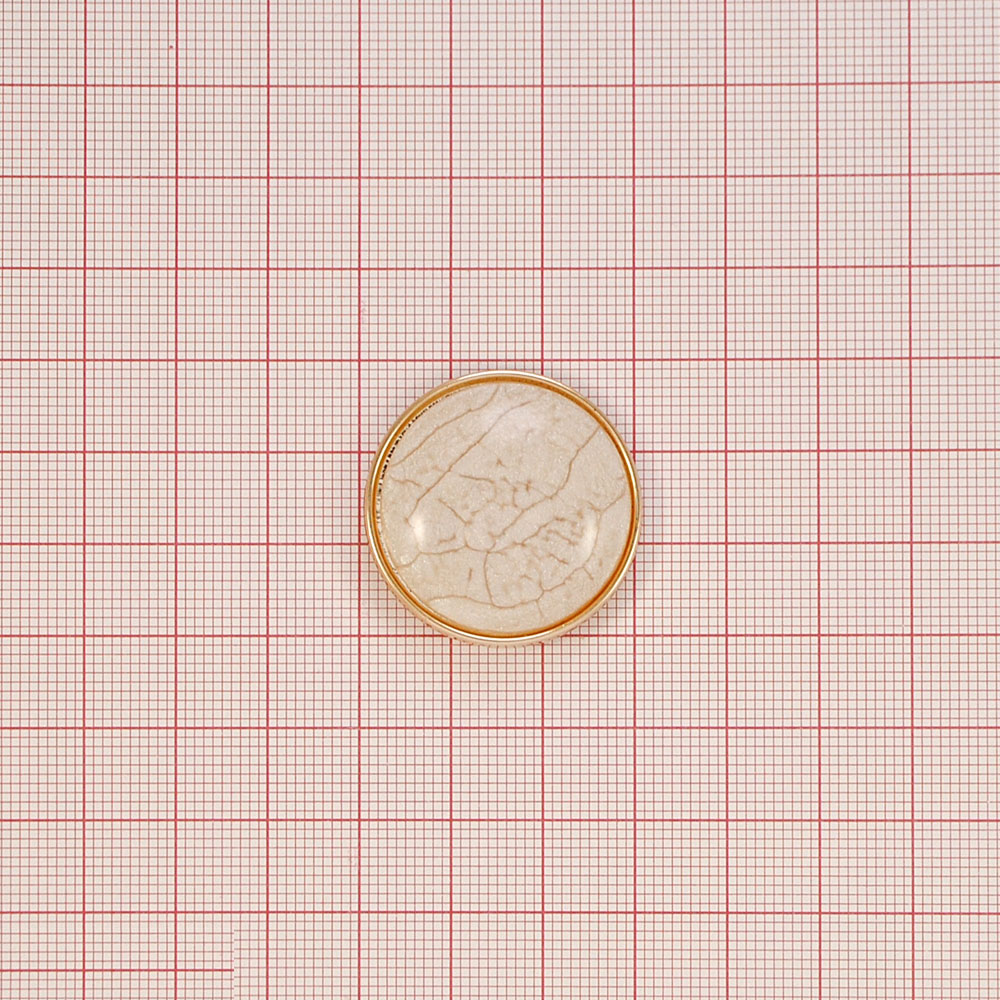 Пуговица пластиковая на ножке 30мм бежевый, золото окантовка, шт. Пуговица Пластик