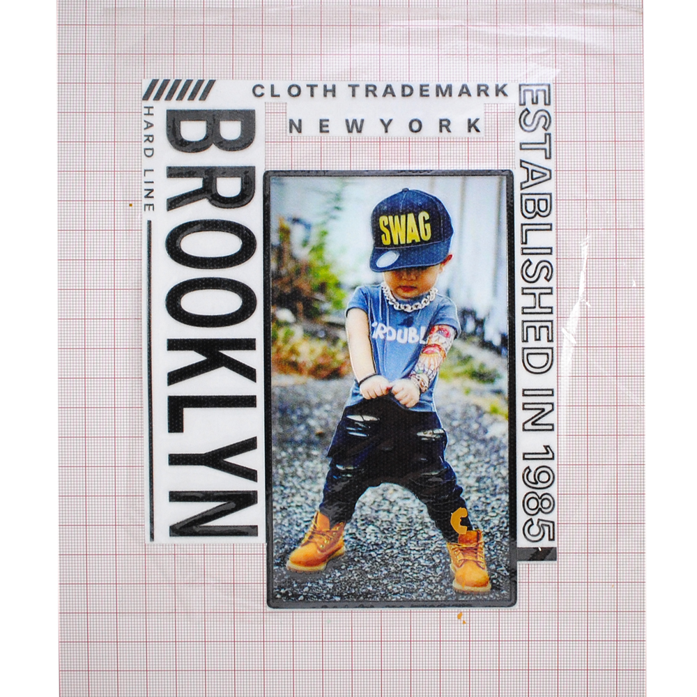 Термоаппликация Мальчик BROOKLYN New York, 16*18см, белый, черный, серый, желтый, шт. Термопереводки Ассорти