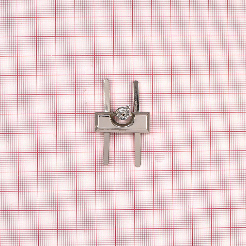 Краб металл R в планке Правый 29*11мм NIKEL, белый камень, шт. Крабы Металл Геометрия Декор