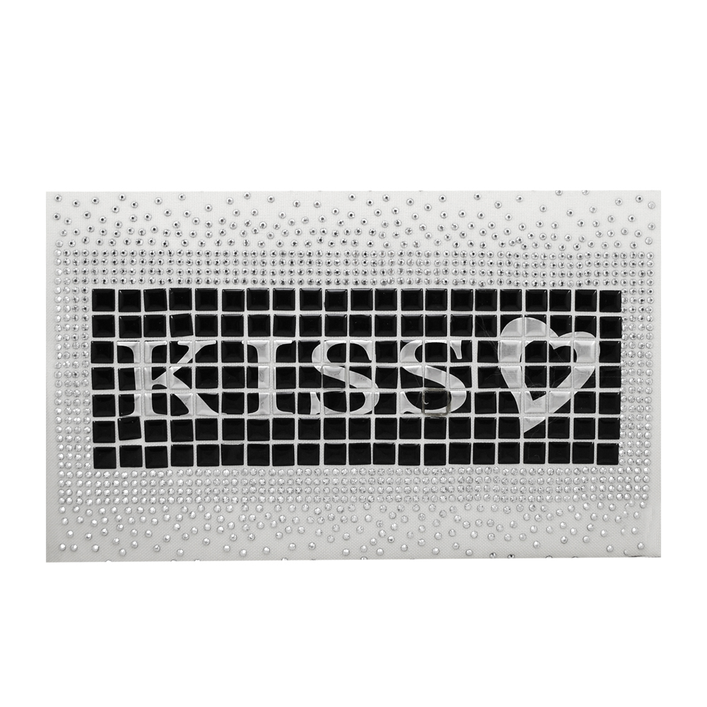 Термоаппликация из металлических страз KISS Сердце, 18*14см, черный, белый, серебро, шт. Термоаппликации Рисунки из страз