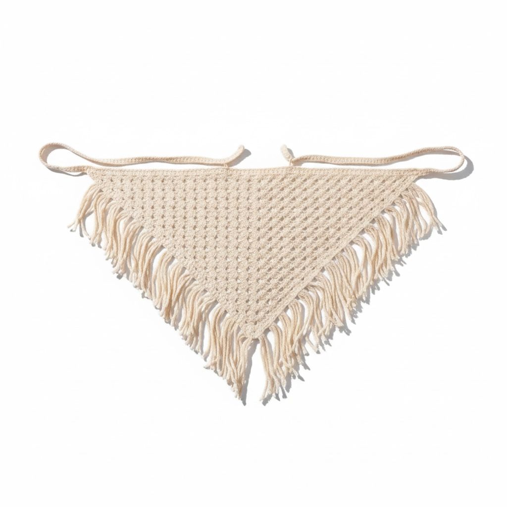 Платок вязаный, кремовый, шт. Украшения