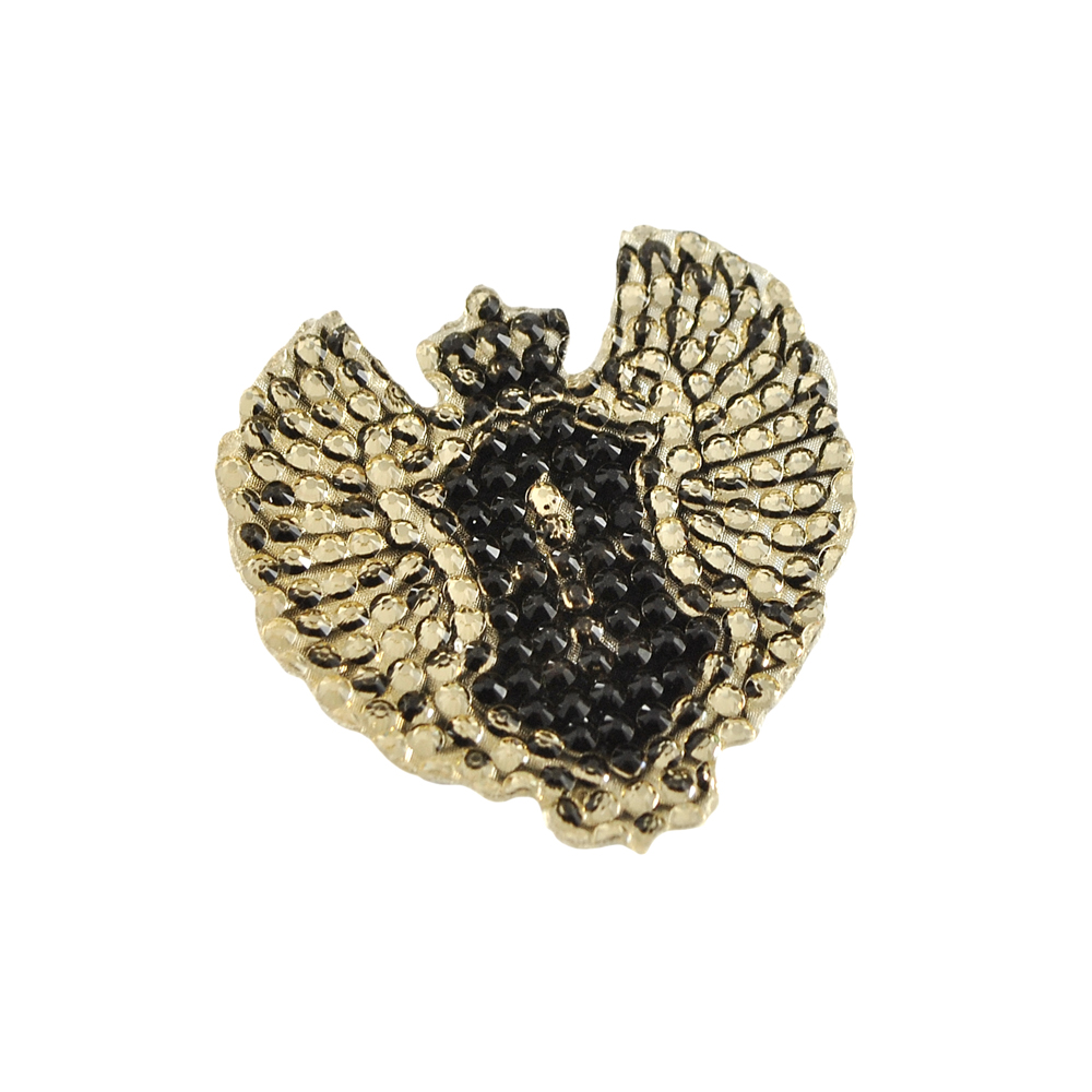 Аппликация клеевая резиновая D103 Крылья Лилия 35*37мм светло-желтый, черный рисунок, шт. Аппликации клеевые Резина, Силикон