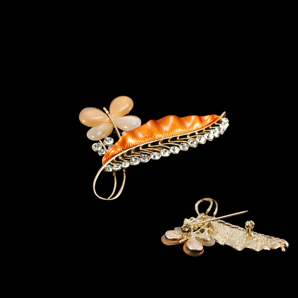 Брошь Лист-бабочка GOLD, медно-бежевый, шт. Броши