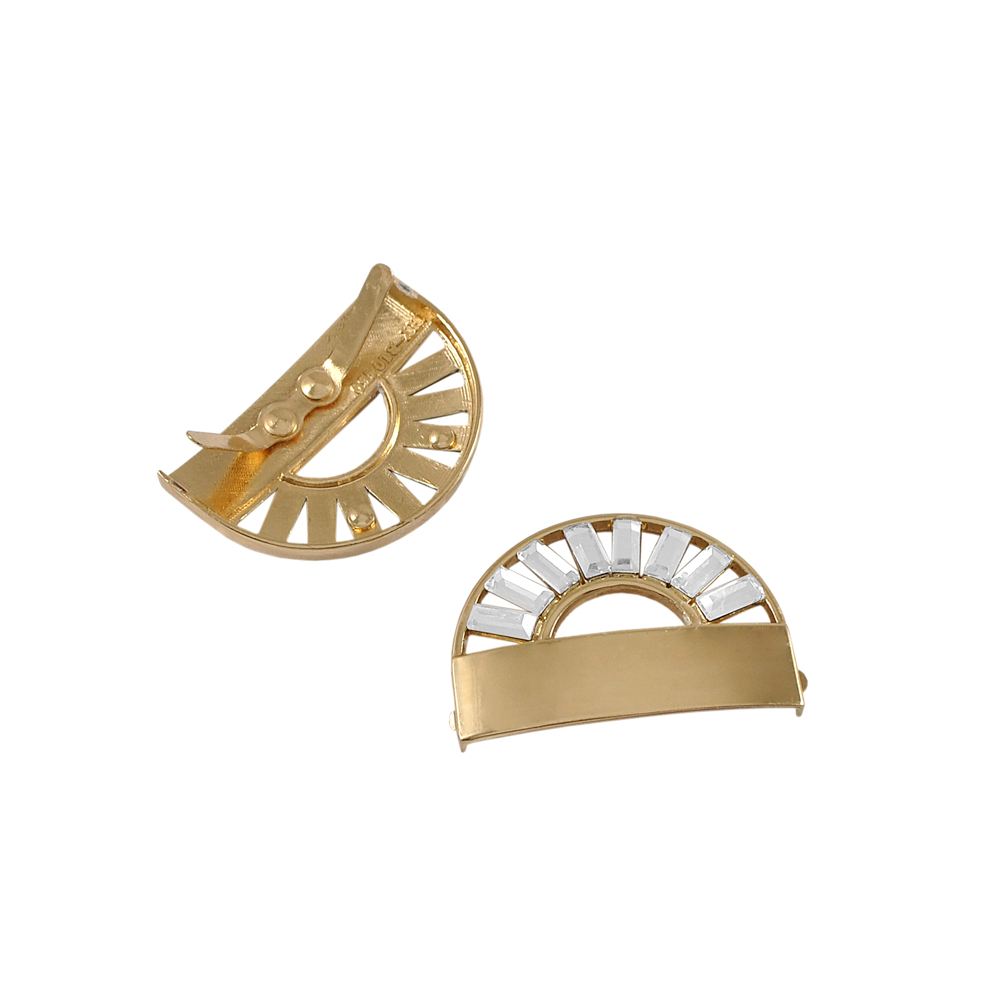 Краб металл Полусолнце 35*25мм GOLD, топаз камни, шт. Крабы Металл Геометрия Декор