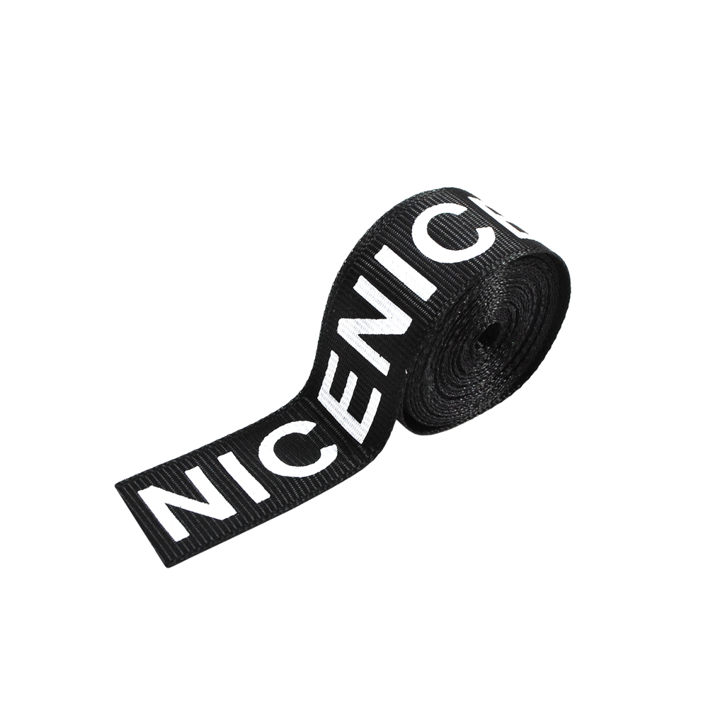 Тесьма репсовая с накаткой NICE белая 2см черная, 85 ярдов. Тесьма