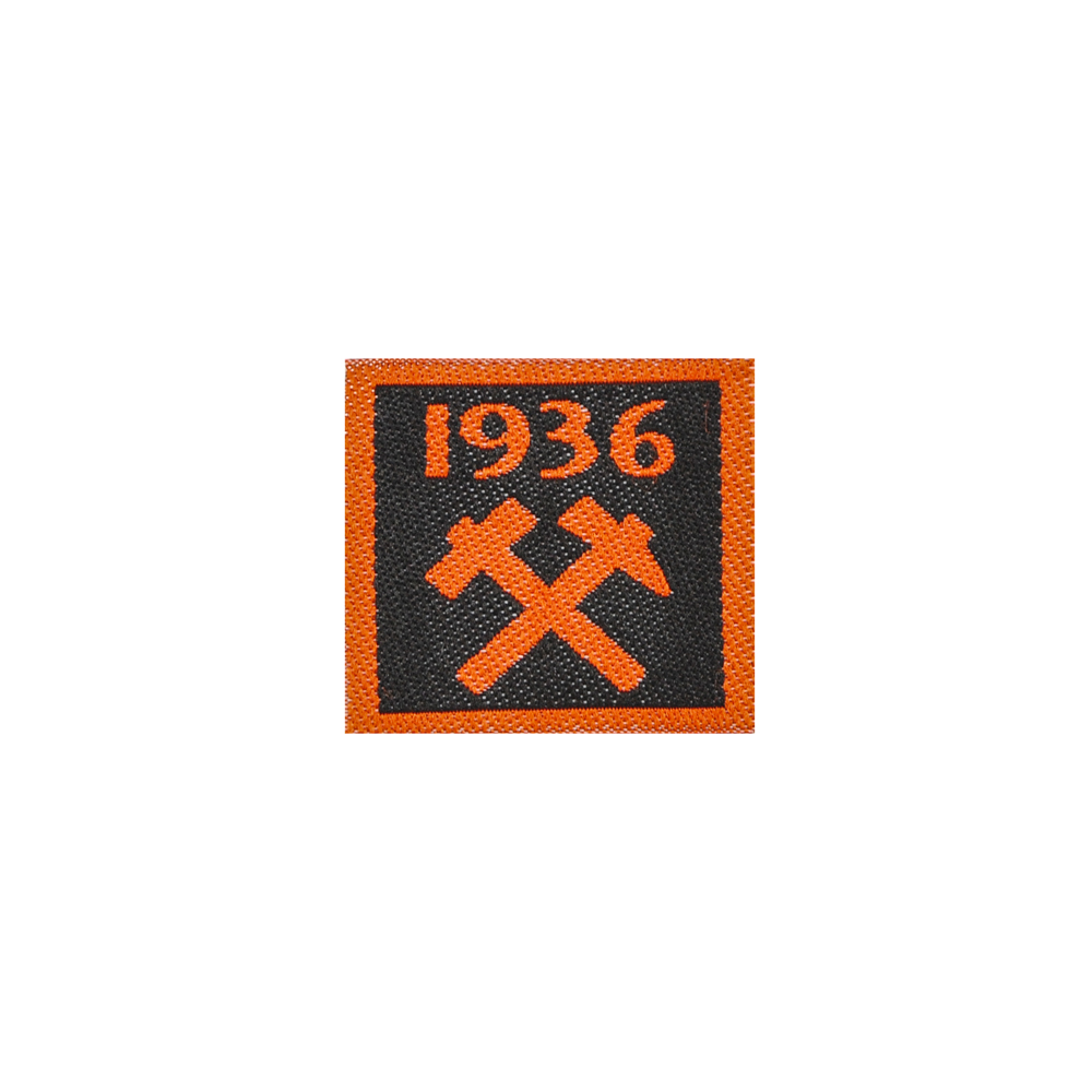 Нашивка тканевая Шахтер 1936 3*3см черно-оранжевая, шт. Нашивка Вышивка, Ткань