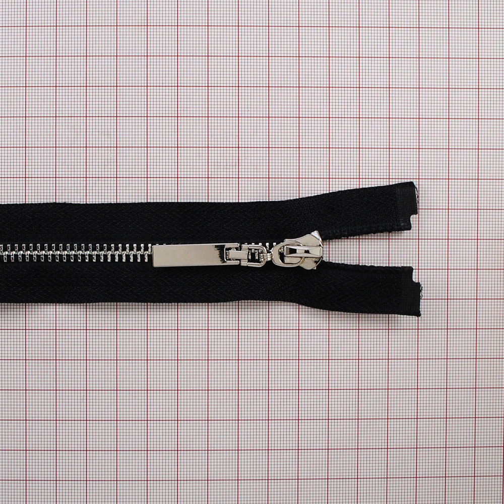 Змейка металлическая  №5 70см О/Е NIKEL, черная ткань, односторонняя, шт. Змейка Металл