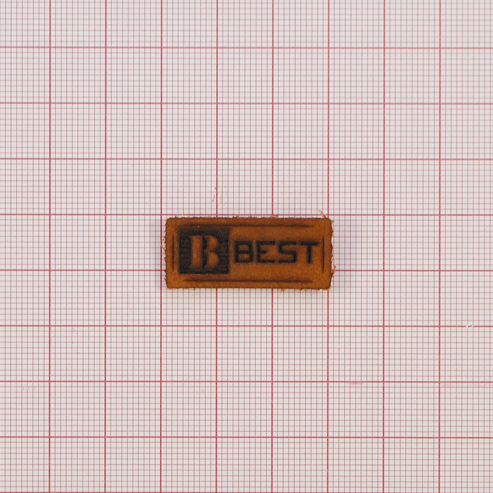 Лейба нубук BEST 1,3*3см, коричневая, лого лазером, шт. Лейба
