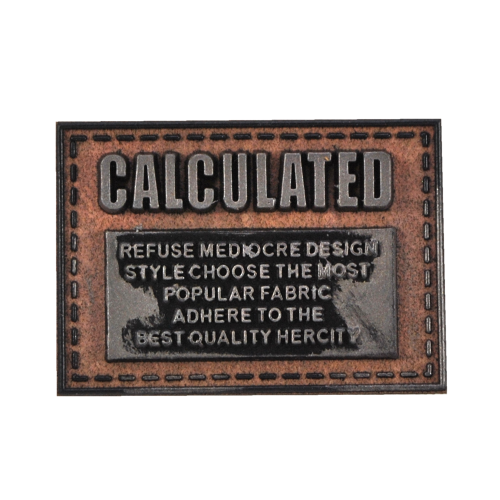 Лейба кожзам Calculated, 3,5*5см, черный, коричневый, серебро, шт. Лейба Кожзам