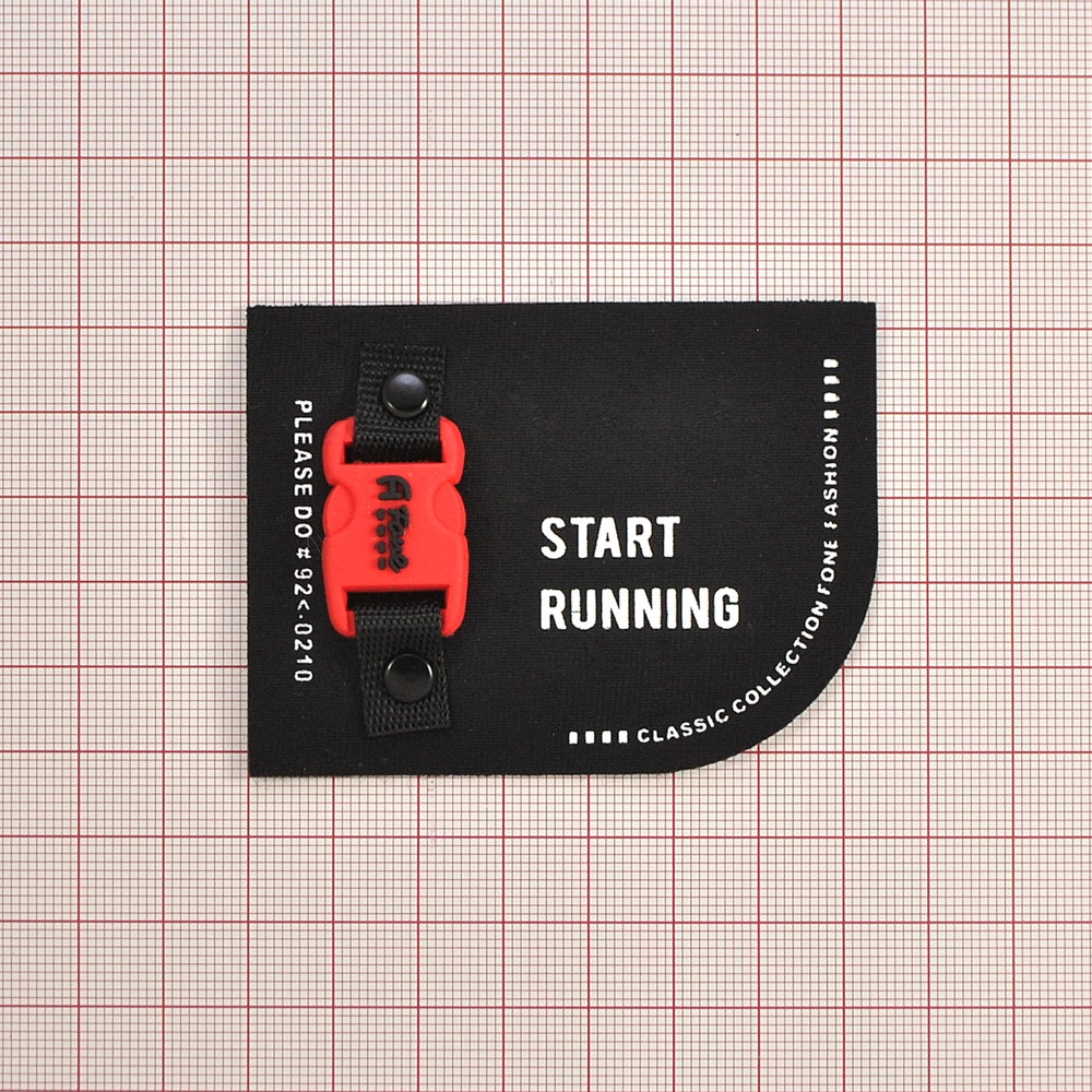 Лейба тканевая START RUNNING, 7,5*5,5см, черный, белый, красный, шт. Лейба Ткань