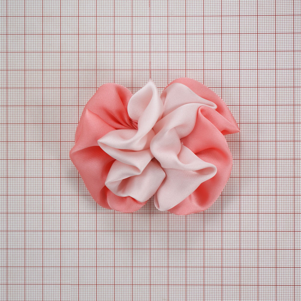 Аппликация декор Цветок 1 атласный 9*7см, розово-персиковый. Аппликации Пришивные Цветы Банты