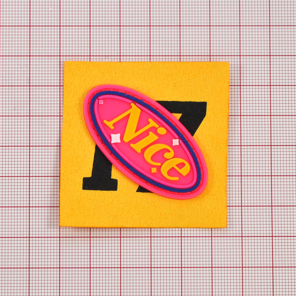 Лейба ткань и резина Nice, 5.5*5.5см, черный, белый, желтый, розовый, шт. Лейба Ткань