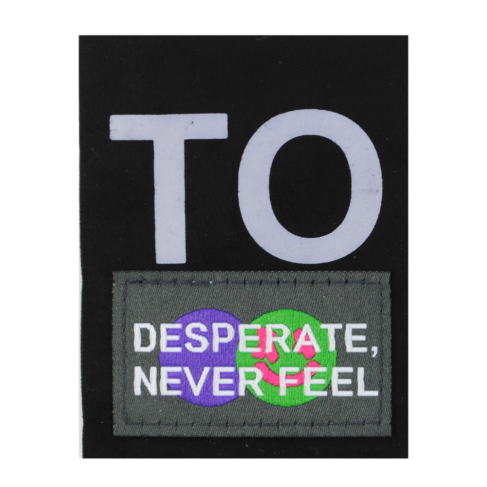 Лейба тканьTO desperate never feel, 5,9*7,7см., чёрн., сер., зел. фиолет., шт. Лейба Ткань