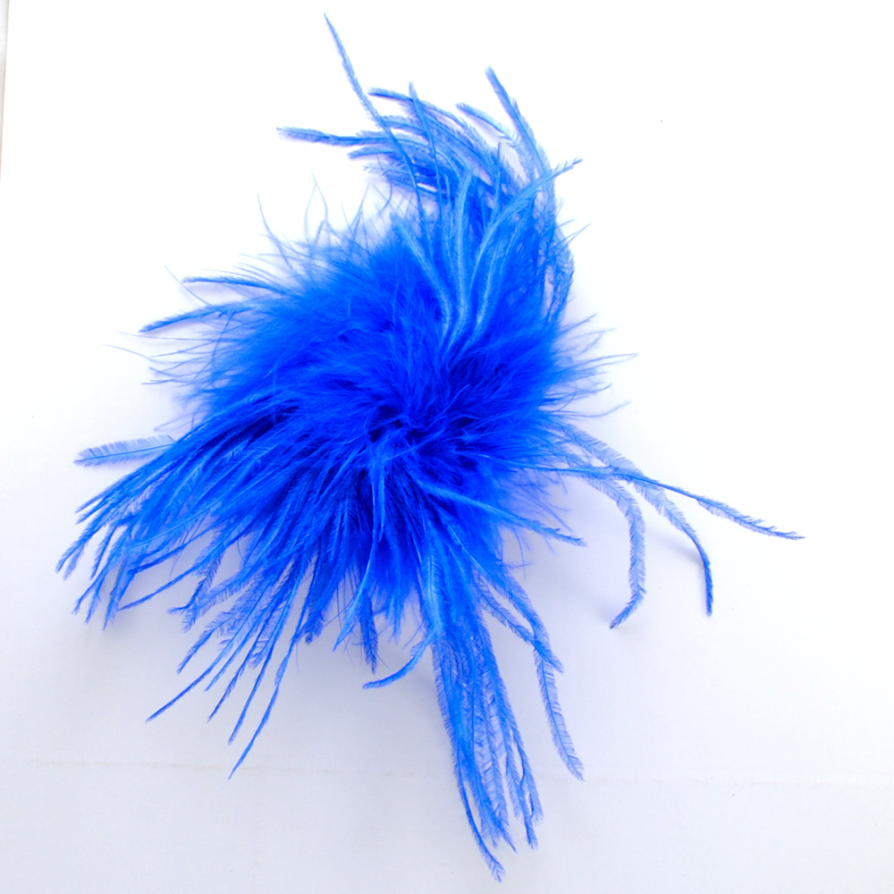 Брошь из перьев, 10-15см, синий., шт.. Перья