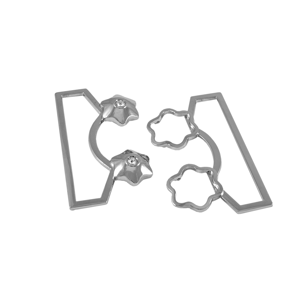 Пряжка ременная 2001 Цветочки с камнями 7см NIKEL . Застежки металл