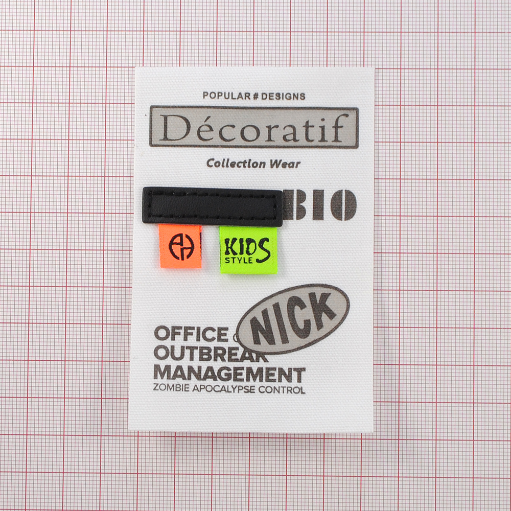 Лейба ткань., Decoratif 6,5*10см., бел., сер., черн., зел., оранж., шт. Лейба Ткань