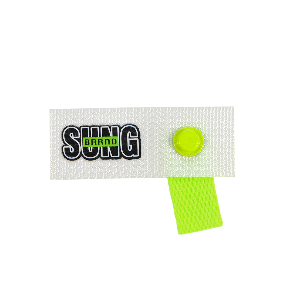 Лейба тканевая с хольнитеном SUNG, 6,5*2,5см, серый, черный салатовый, белый, шт . Лейба Ткань