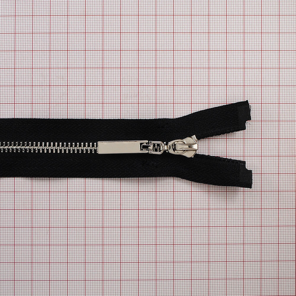 Змейка металлическая  №5 75см О/Е NIKEL, черная ткань, односторонняя, шт. Змейка Металл