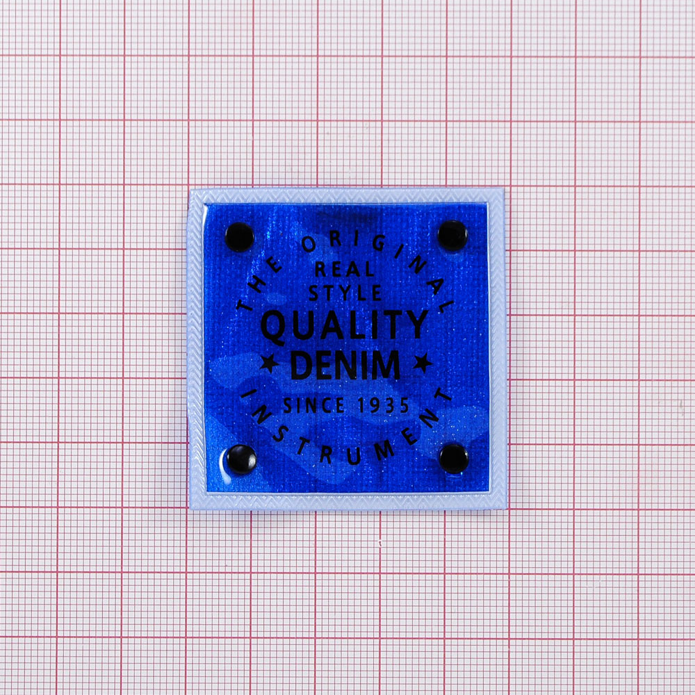 Лейба клеенка и ткань с хольнитенами QUALITY DENIM, 5*5см, черный, синий, белый, шт. Лейба Клеенка