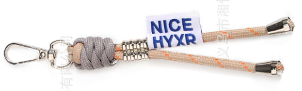 Подвеска Шнур с карабином Nice HYXR, бежевый, серый, никель, шт. Подвески