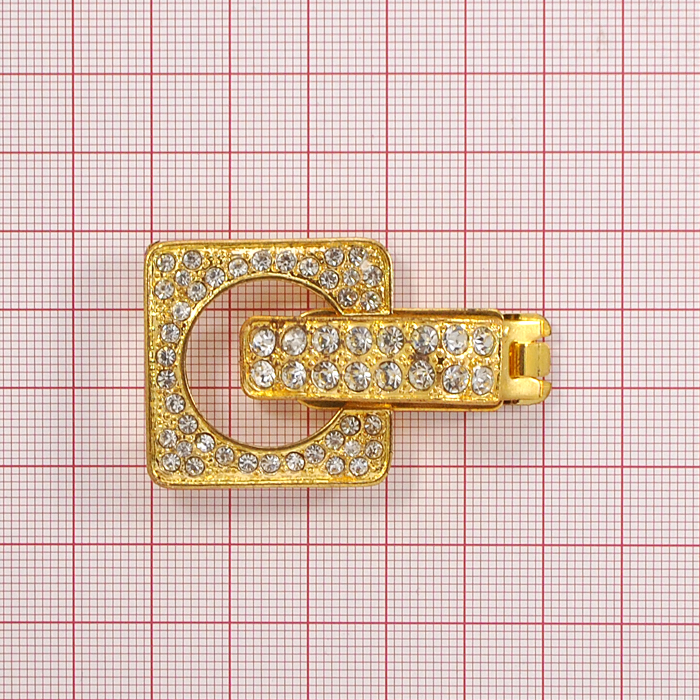 Клипса шубная DW-16318 70*35мм GOLD, бел. камни шт. Клипсы шубные, крючки