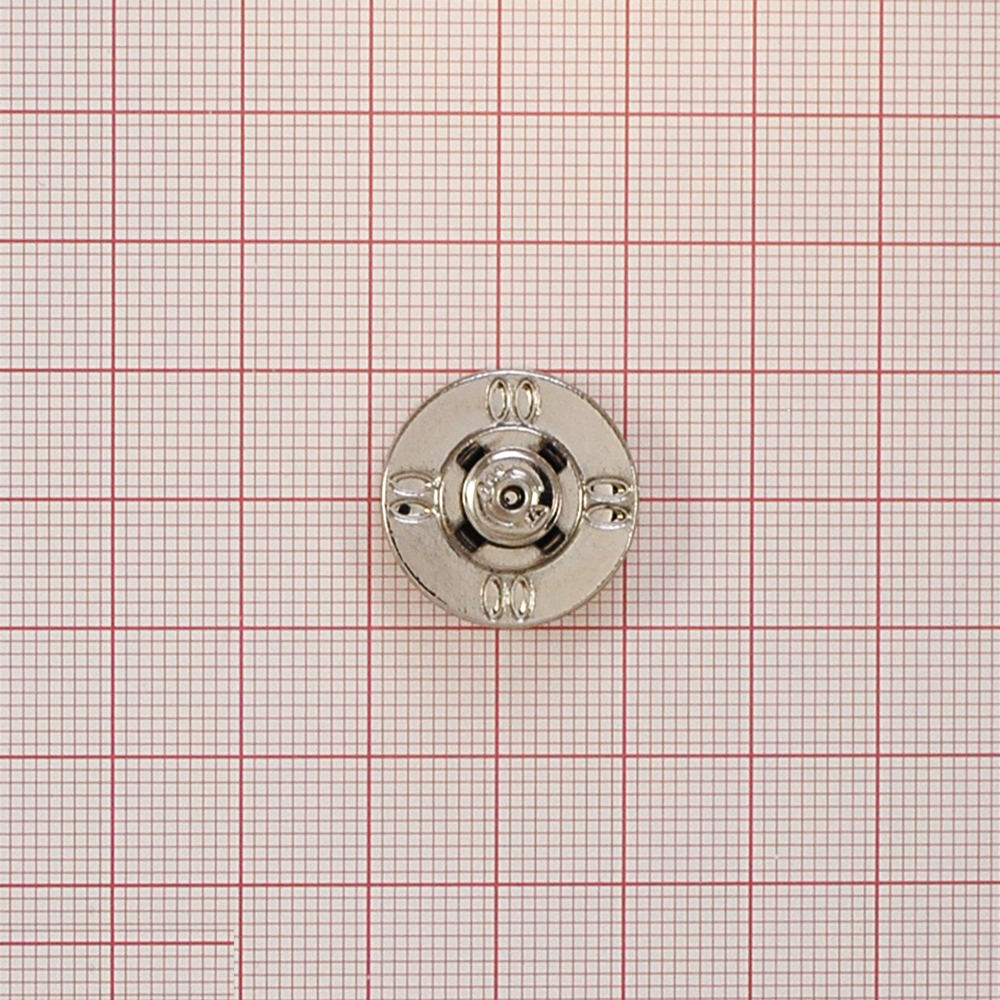 Кнопка металлическая пришивная потайная Круглая 8 отверстий 20мм, никель, шт. Кнопка пришивная потайная