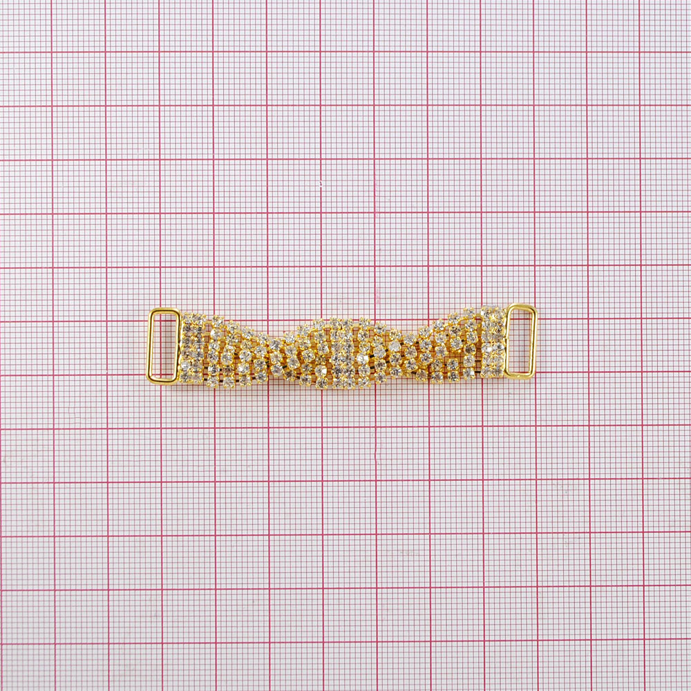 Укр.стекл. 9507 GOLD. Перетяжка металл со стразами