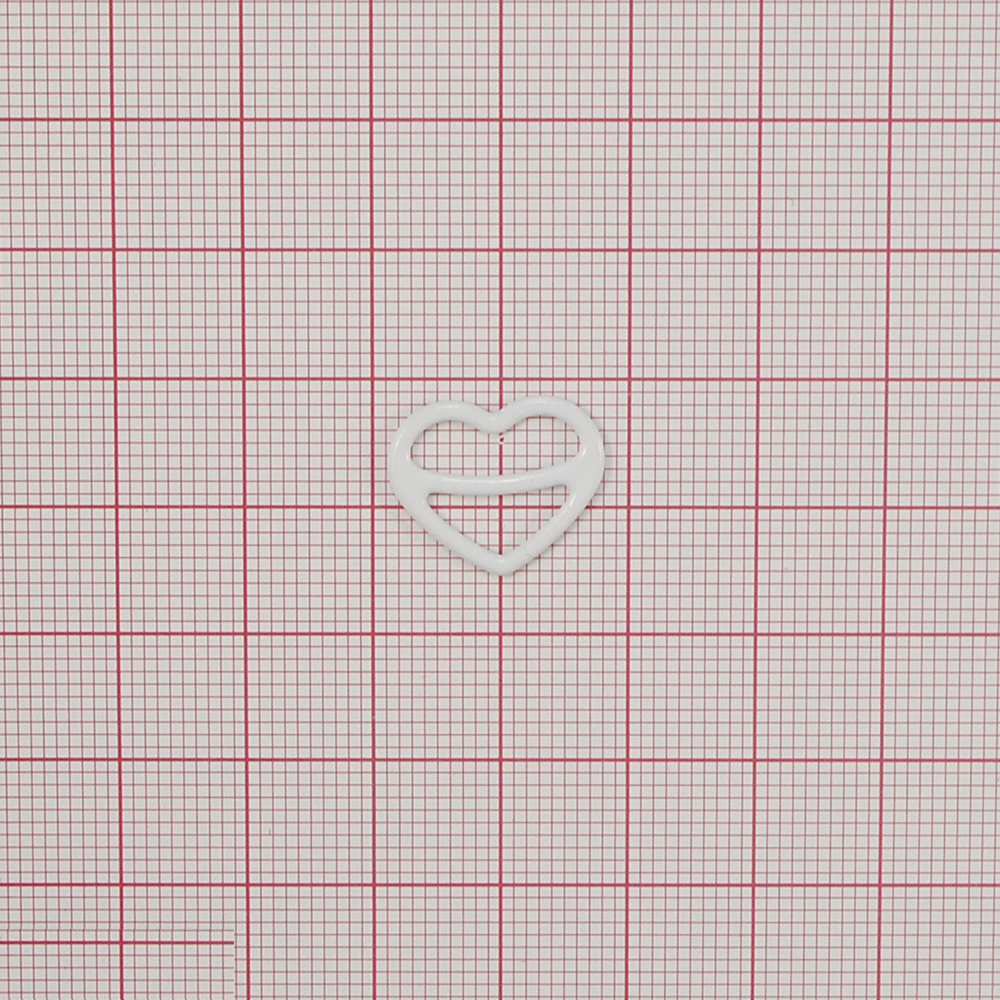 Перетяжка бельевая металл Сердце, 11,5*12,8мм (вунтр.), 15,1*16мм (внешн.), белый, 1т.шт, уп. Перетяжка бельевая